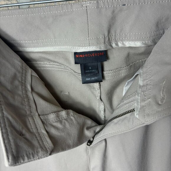 Nina Mclemore Straight Leg Stretch Cotton Sliming Pants Size 8 Tan - Picture 4 of 6